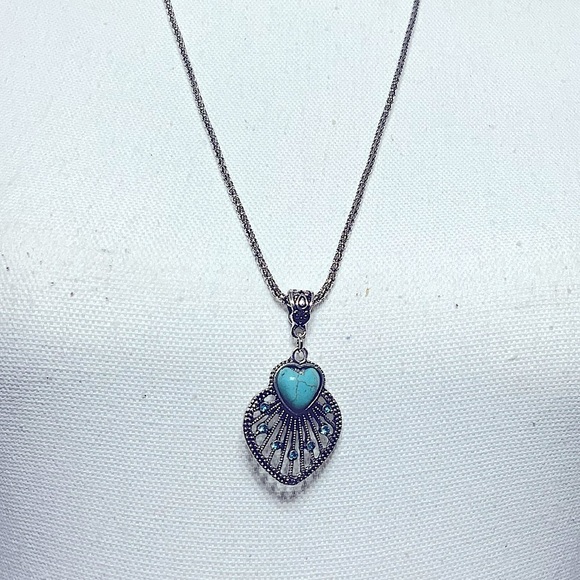 Boho Chic Necklace Southwestern Turquoise Silver Vibe Pendant Chain Gift Pouch - Picture 12 of 16